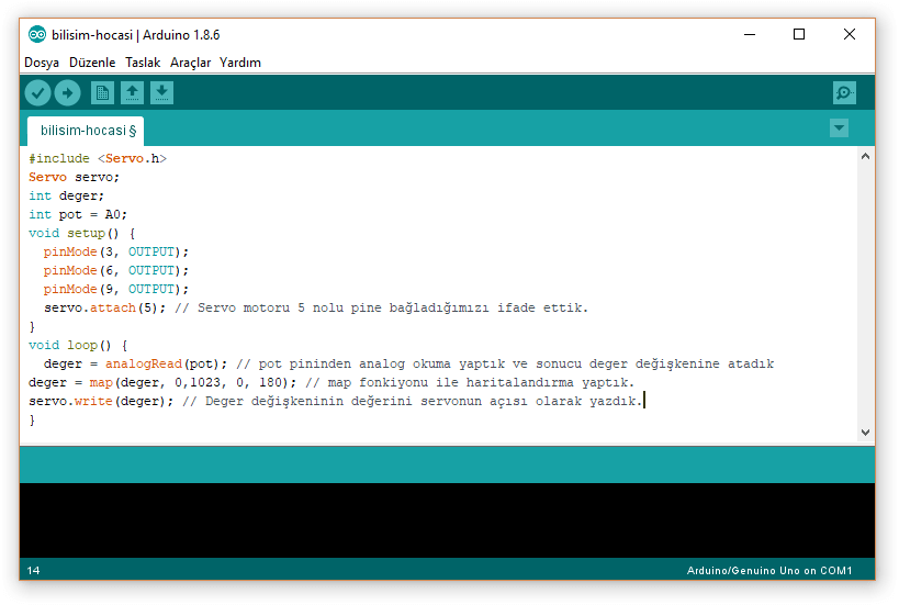 Arduino map fonksiyonu