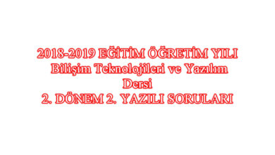 5. Sınıf Bilişim Teknolojileri ve Yazılım Dersi 2. Dönem 2. Yazılı Soruları EBA Blockly